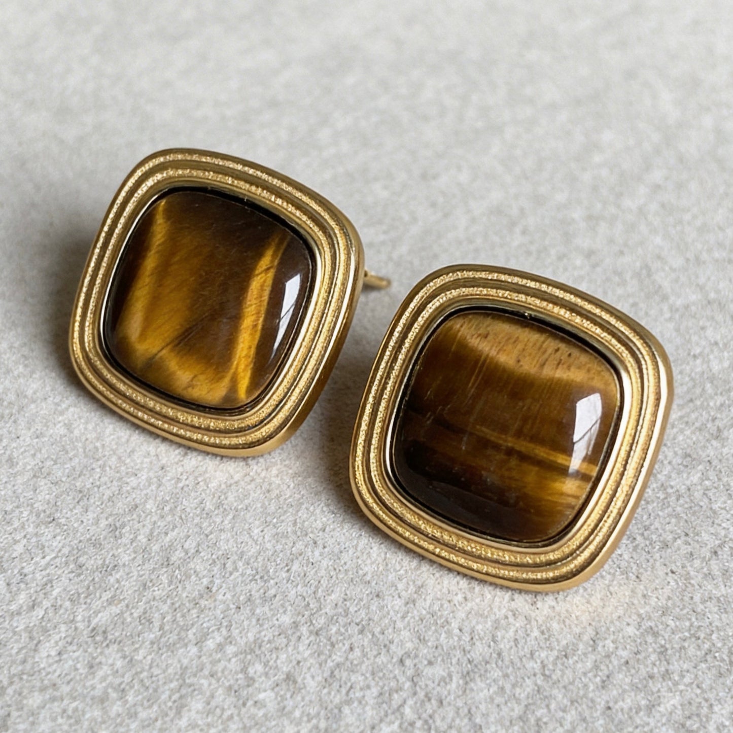 Gold Tiger Eye Studs