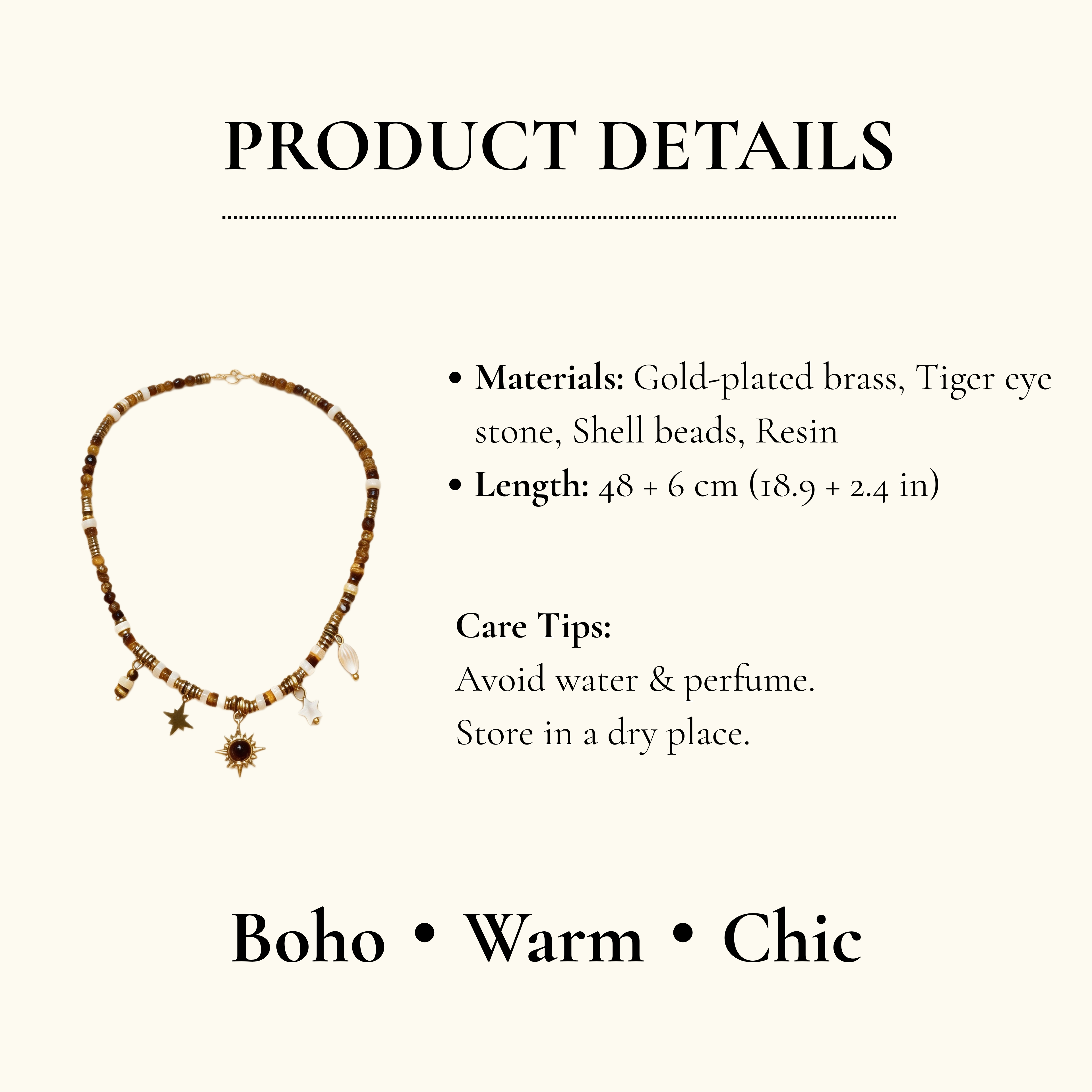 Tiger Eye Shell Charm Necklace