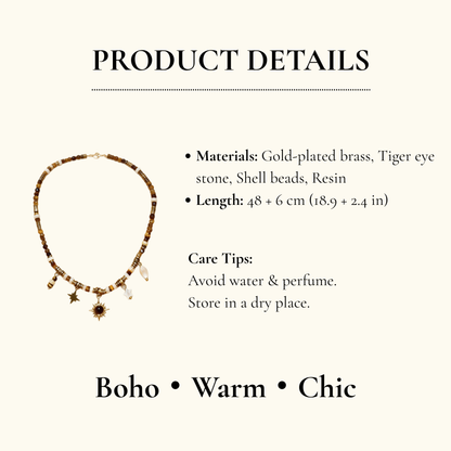 Tiger Eye Shell Charm Necklace