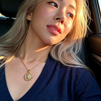 Sun & Moon Crystal Pendant Necklace