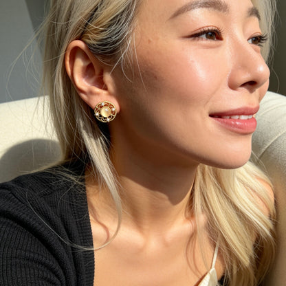 Cat Eye Pearl Studs