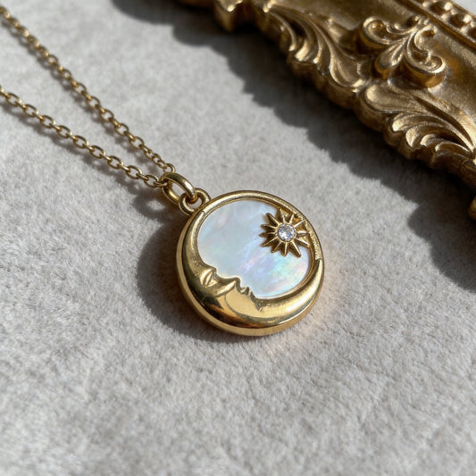 Sun & Moon Mother-of-Pearl Pendant Necklace