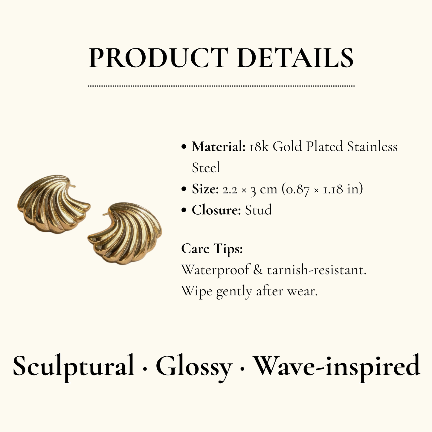 Shell Curve Stud Earrings