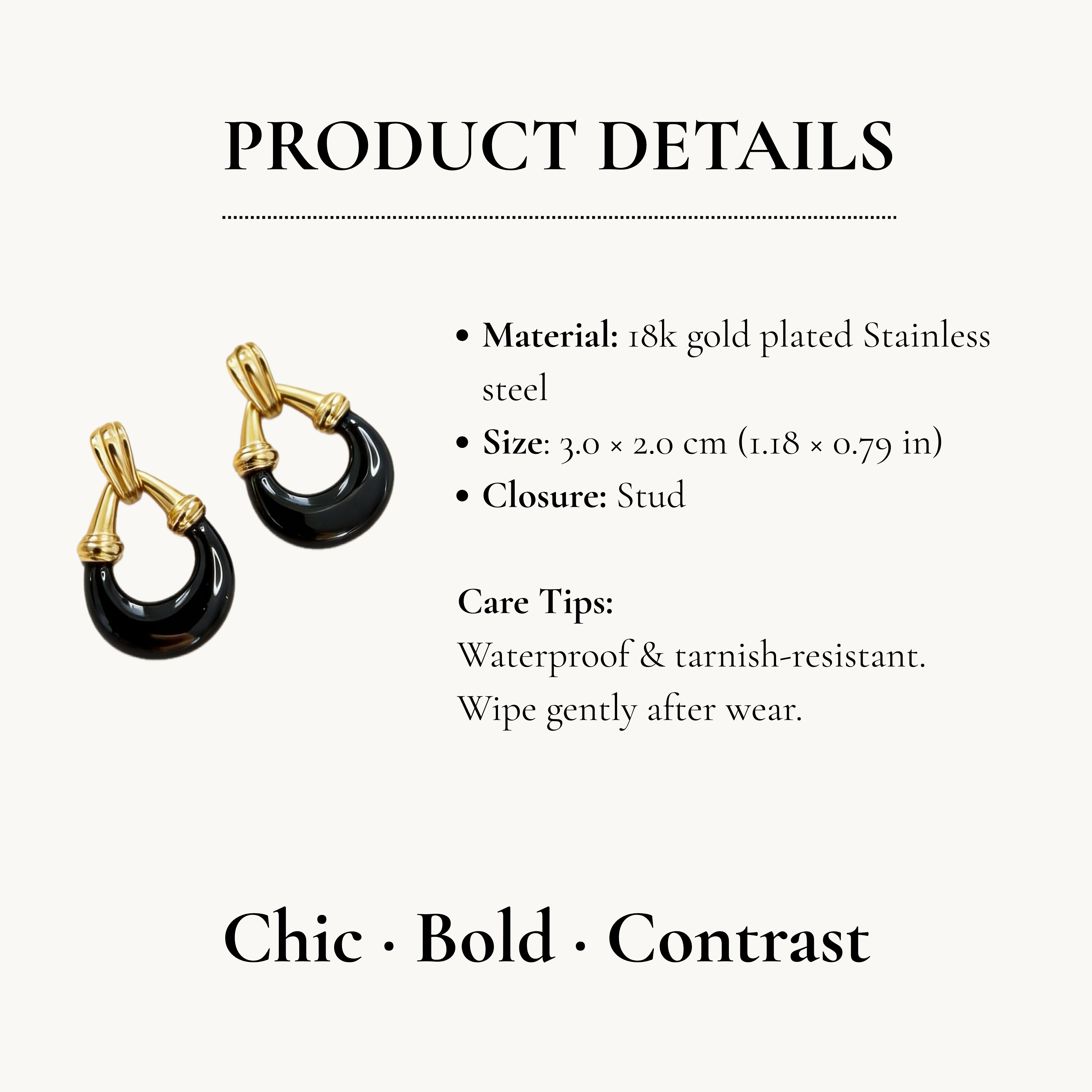 Black Gold Hoop Earrings