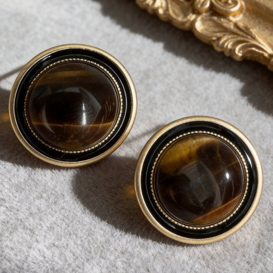 Vintage Tiger Eye Stud Earrings