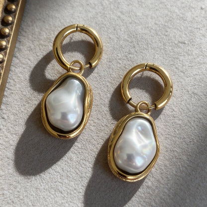 Baroque Pearl Hoop Earrings