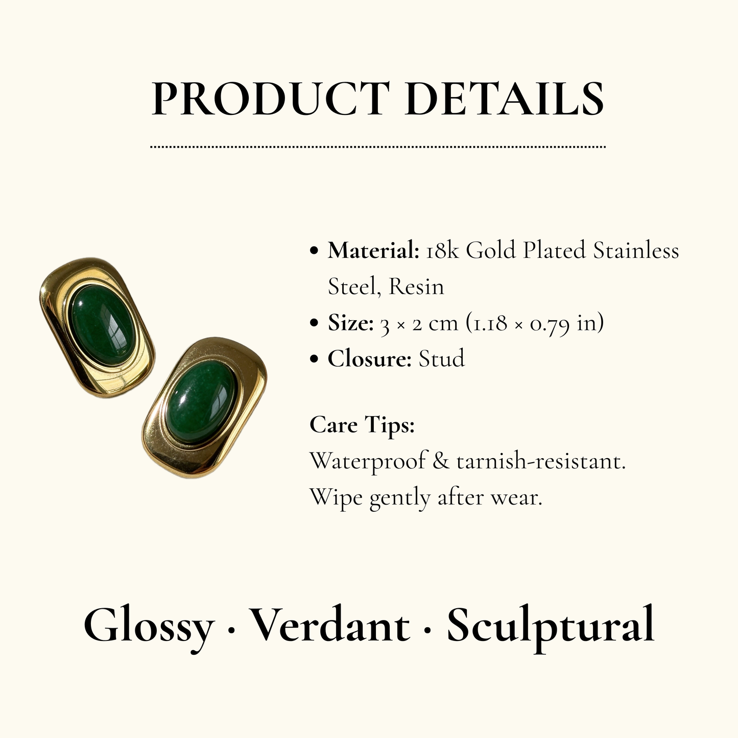 Green Oval Statement Earrings