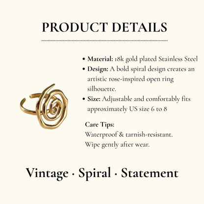 Sculptural Spiral Gold Statement Ring