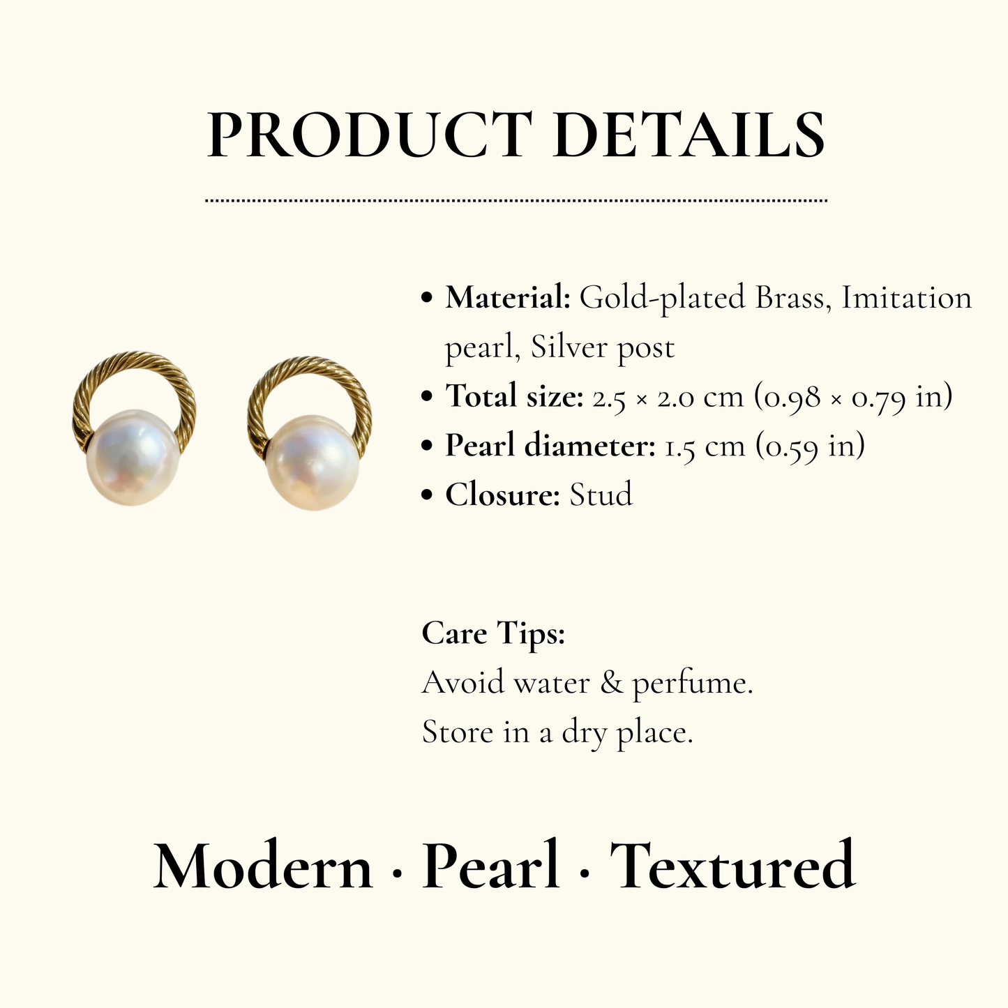 Vintage Twisted Gold Pearl Studs