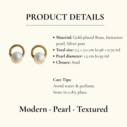 Vintage Twisted Gold Pearl Studs