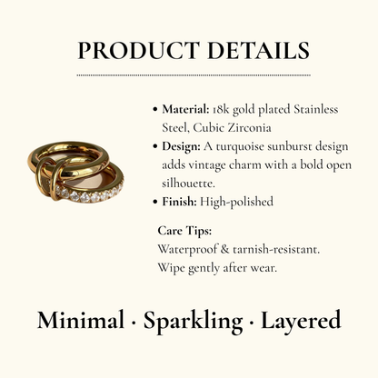 Crystal Double Ring Statement Set