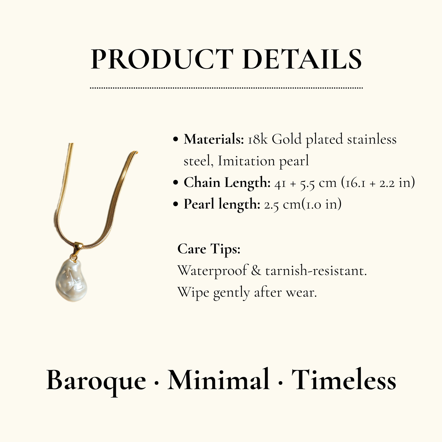 Baroque Pearl Pendant Necklace