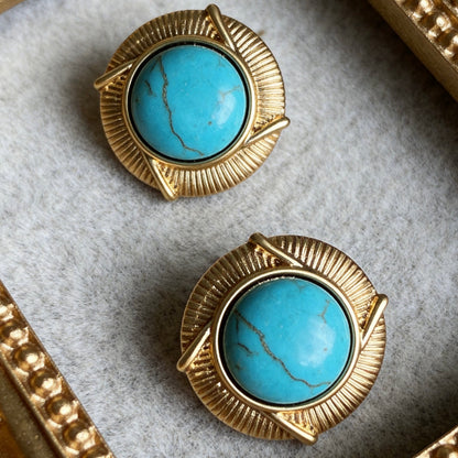Turquoise Round Stud Earrings