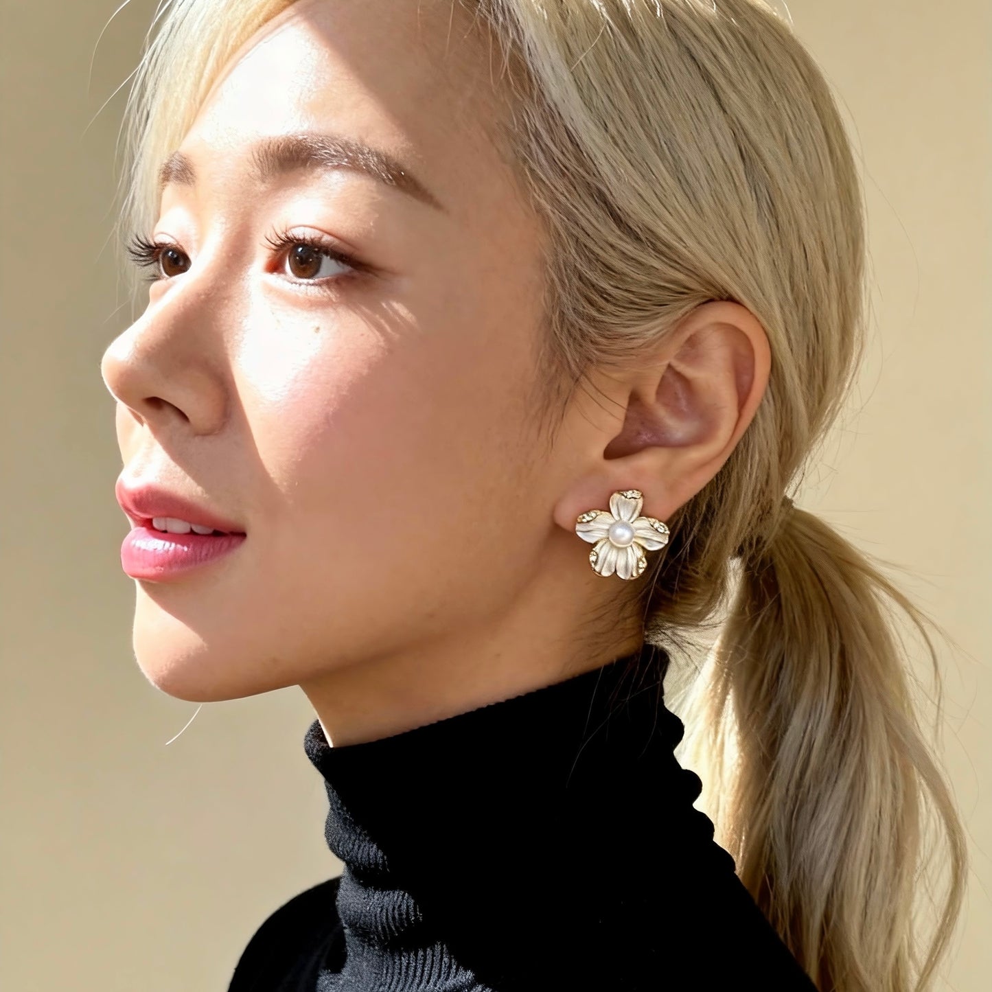 Floral Pearl Stud Earrings