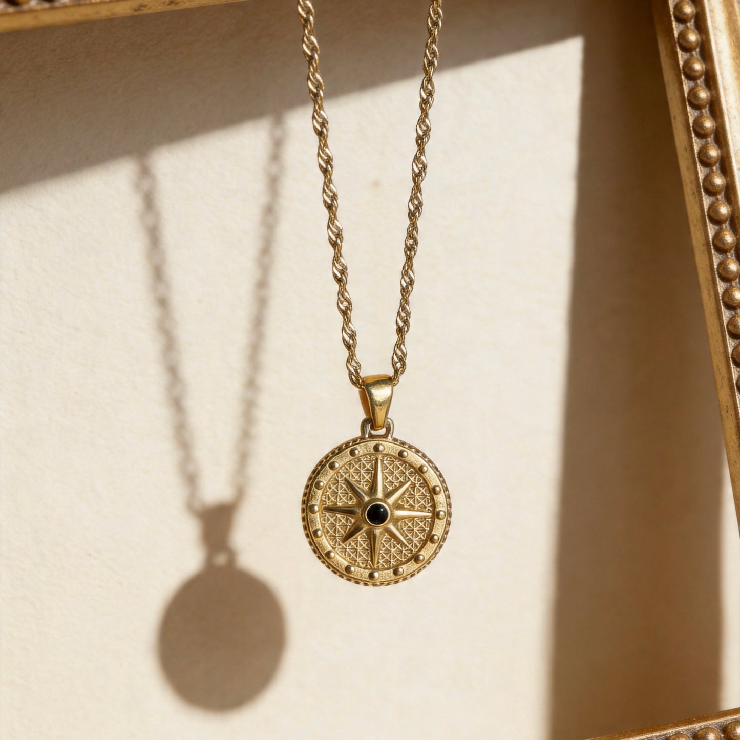 Gold Compass Star Pendant Necklace