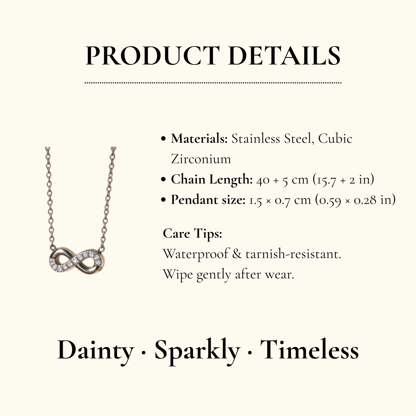 Silver Crystal Infinity Necklace