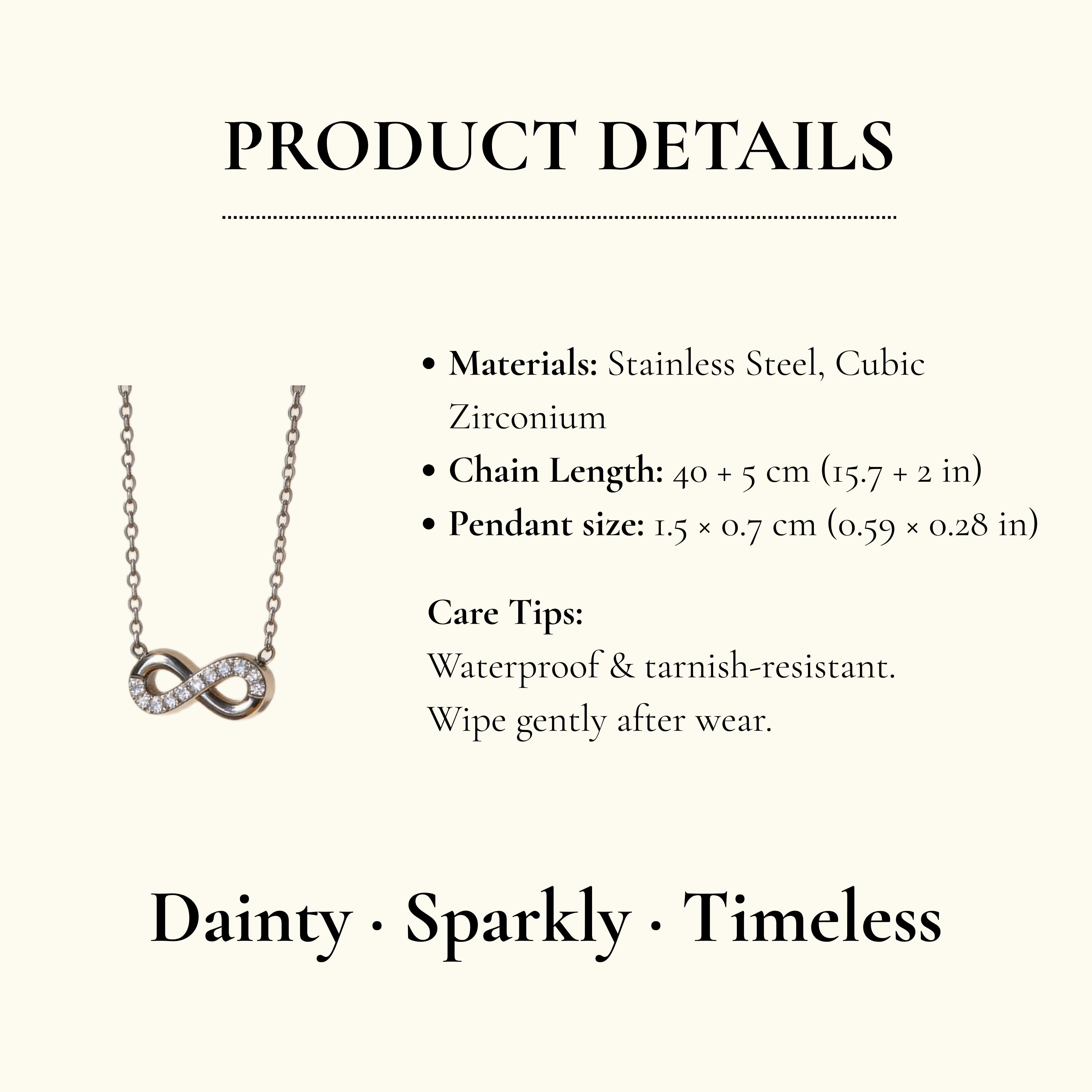 Silver Crystal Infinity Necklace