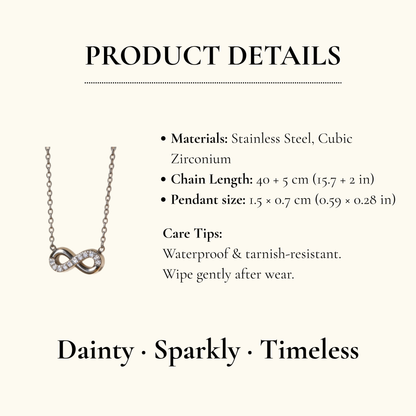 Silver Crystal Infinity Necklace