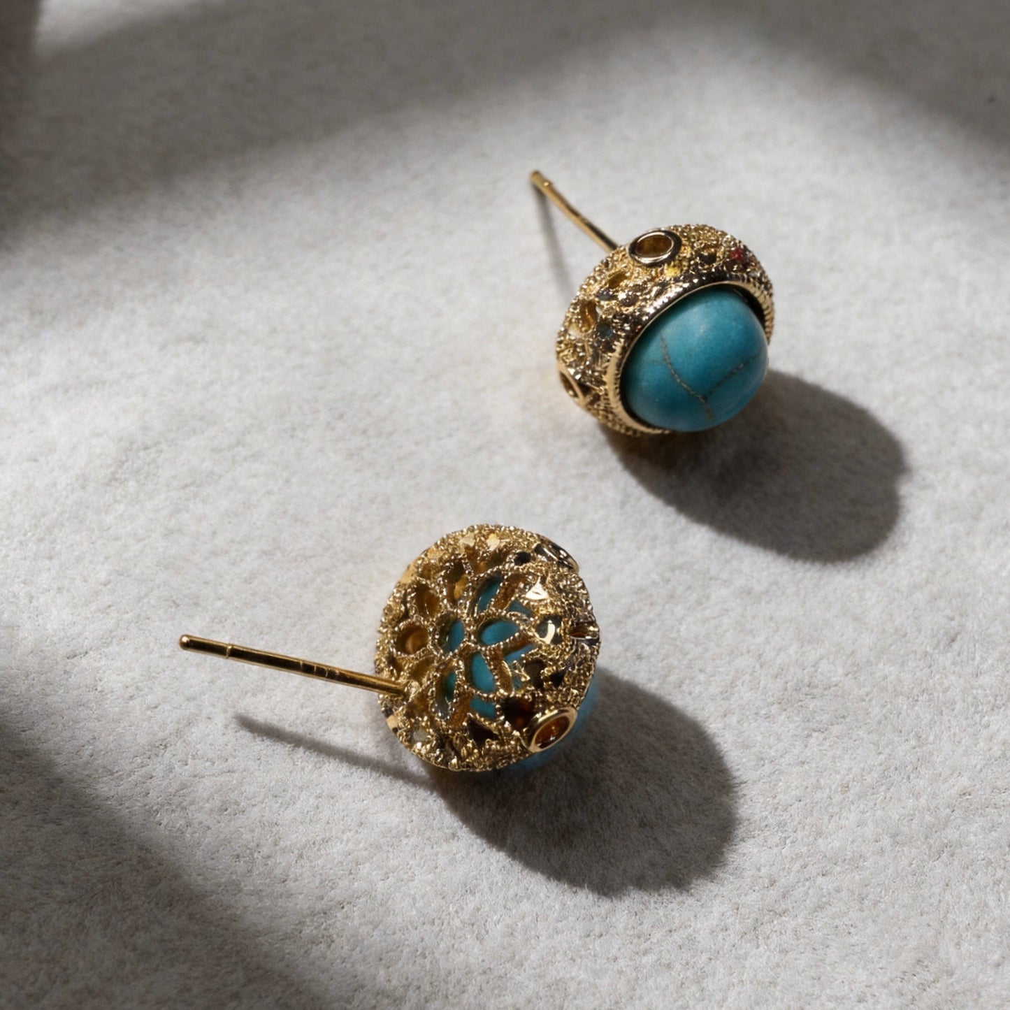 Turquoise Small Round Stud Earrings