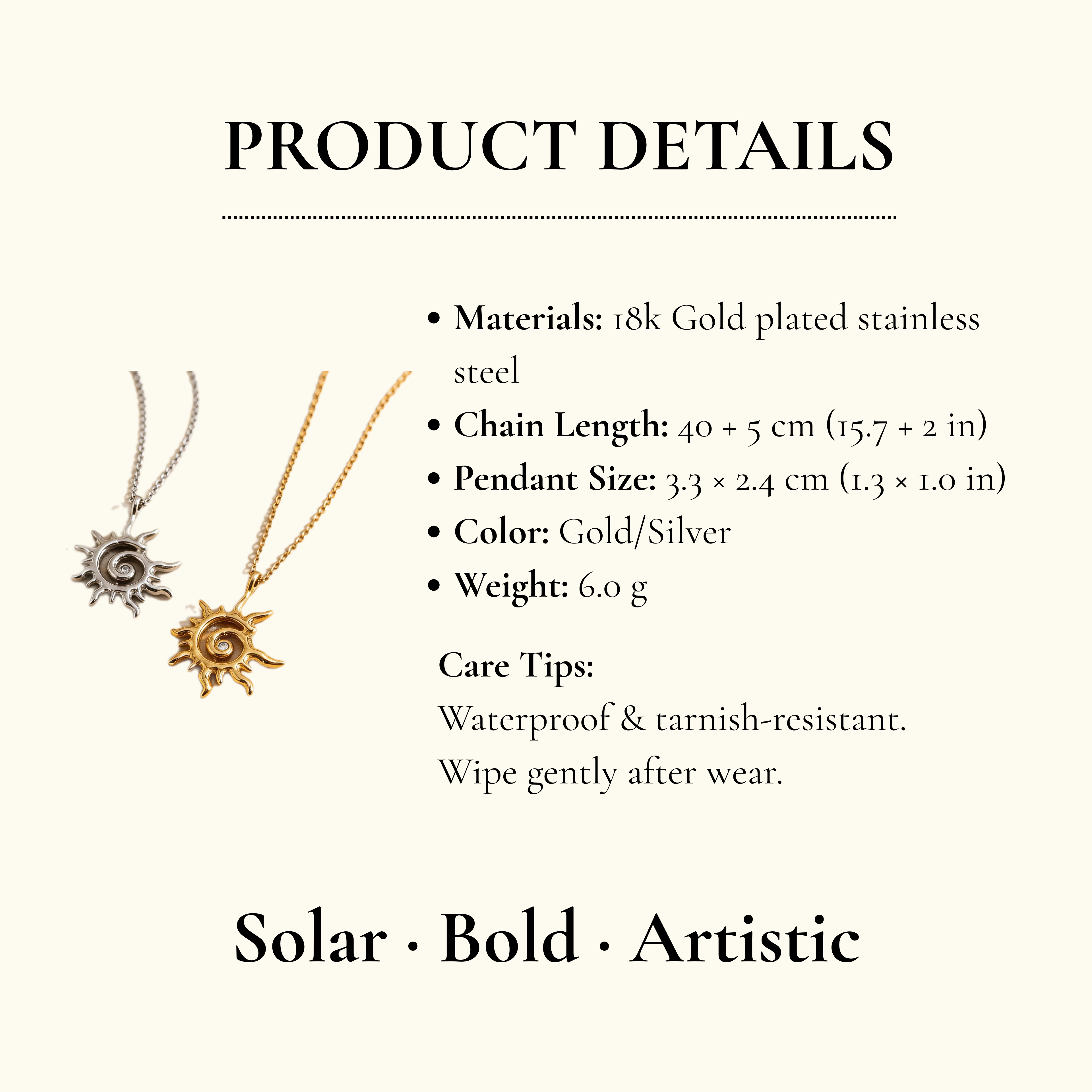 Gold Sun Spiral Pendant Necklace