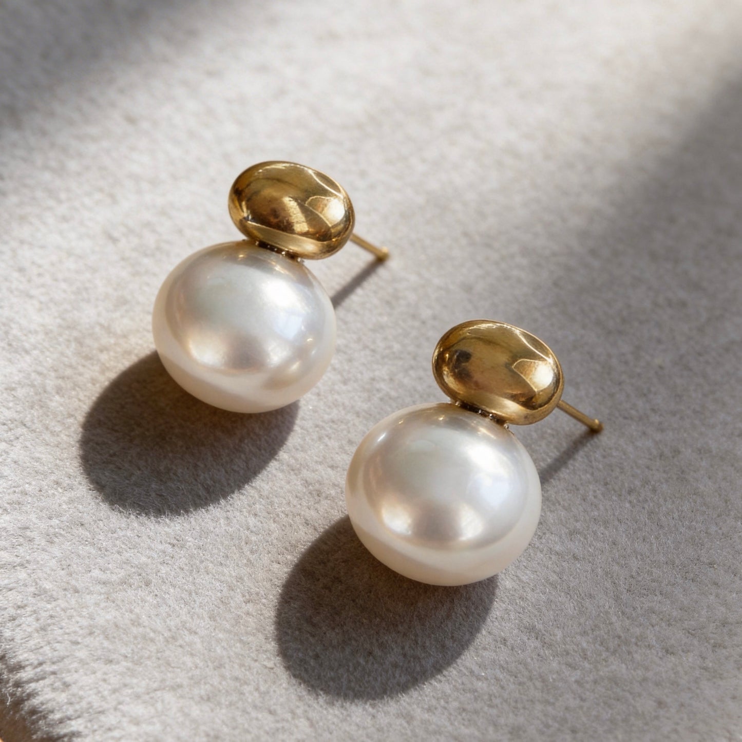 Gold Pearl Stud Earrings