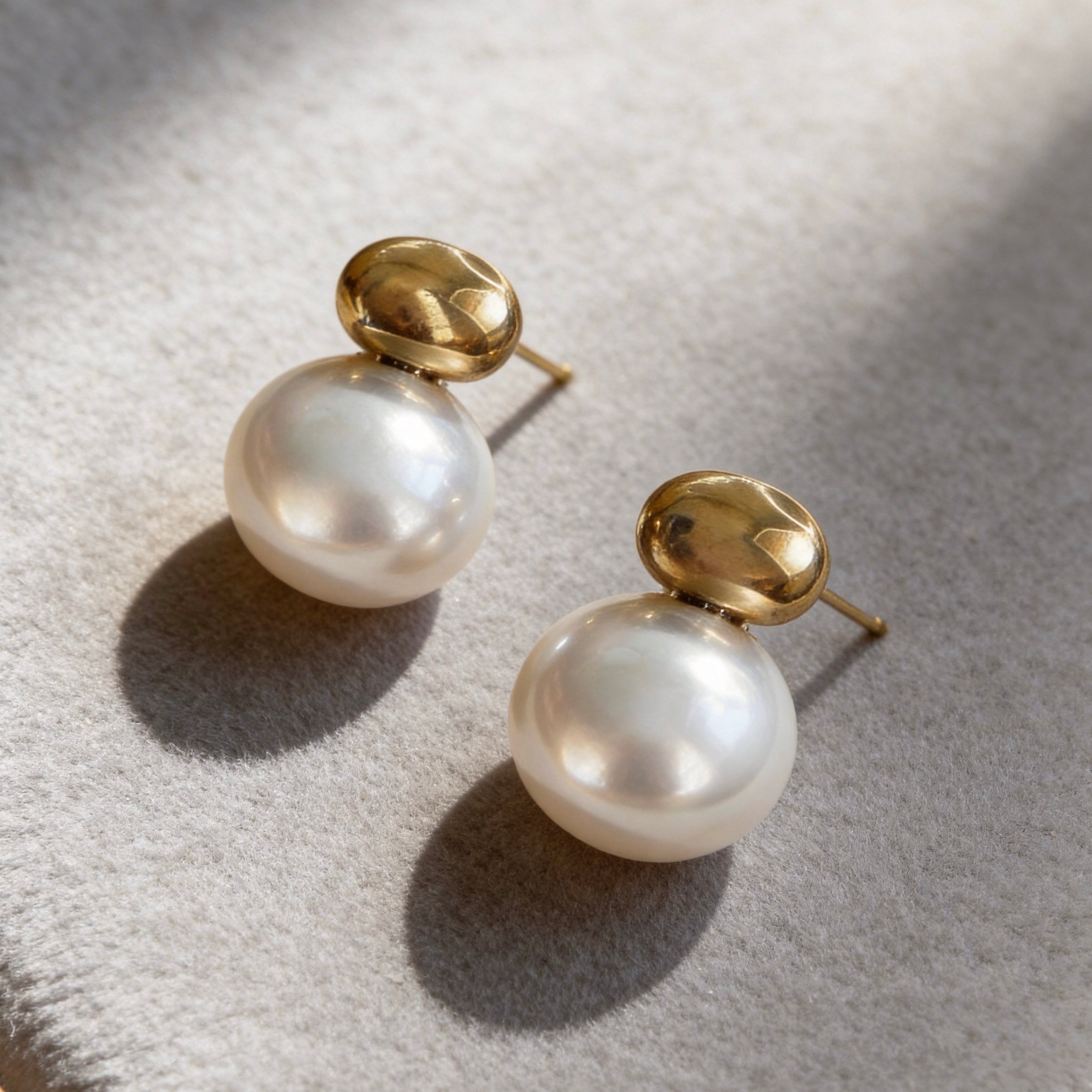 Gold Pearl Stud Earrings