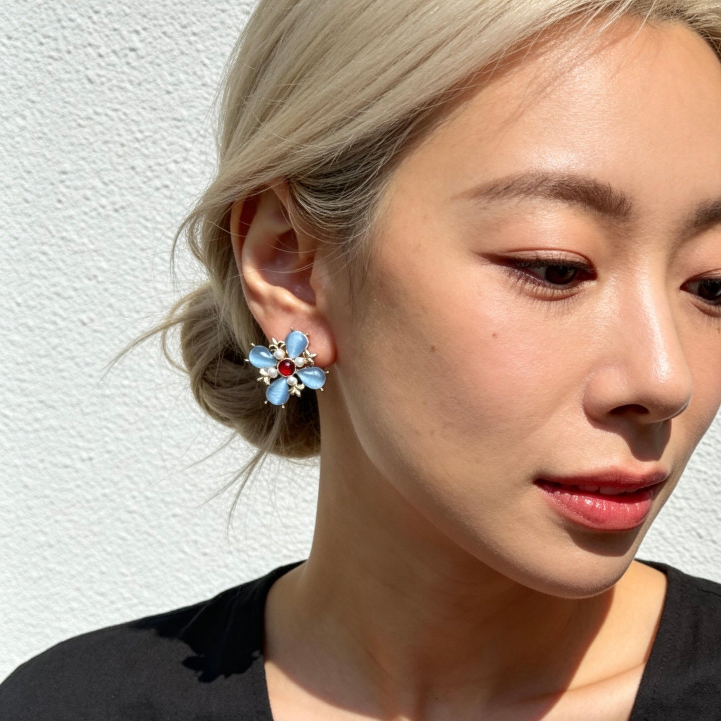 Blue Cat Eye Studs