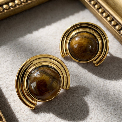 Arc Tiger Eye Earrings