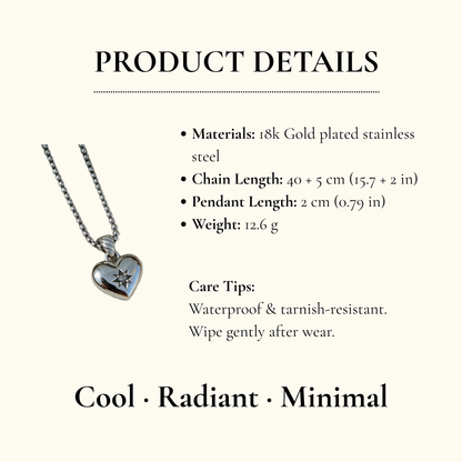 Silver Crystal Heart Pendant Necklace