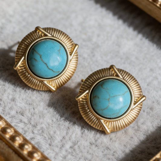 Turquoise Round Stud Earrings