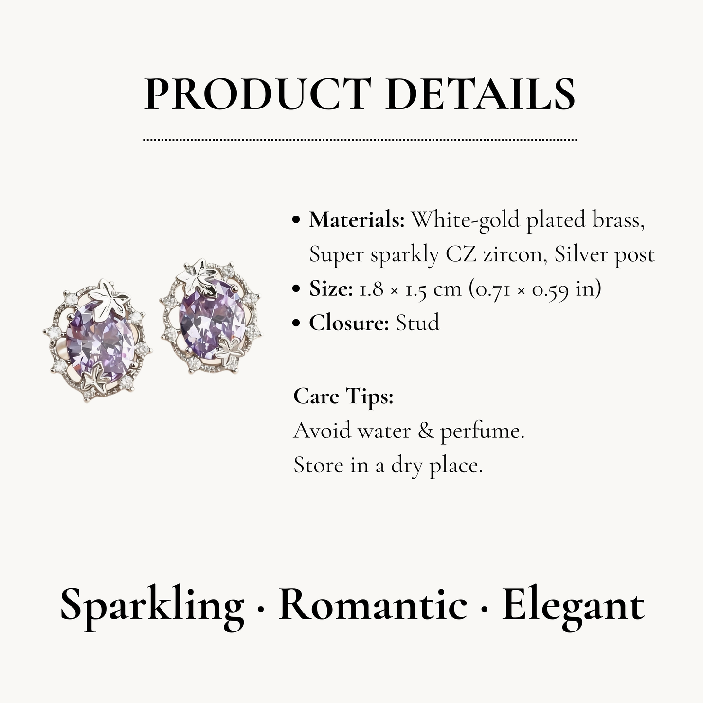 Lavender Crystal Studs