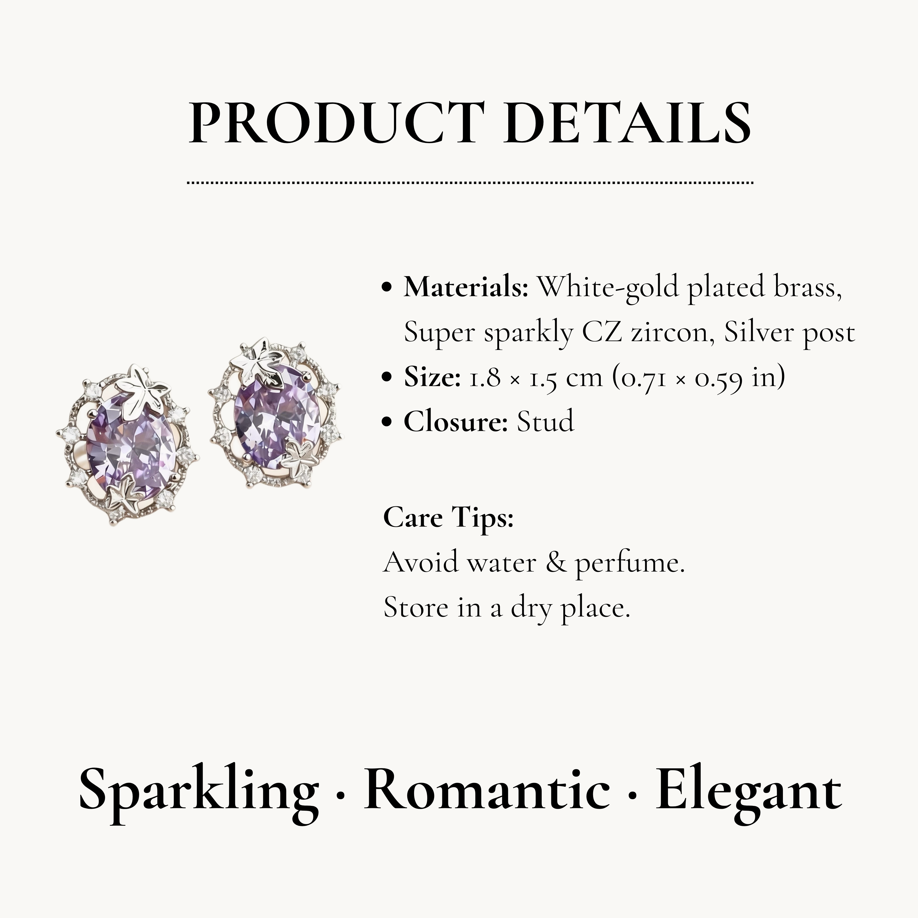 Lavender Crystal Studs