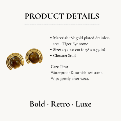 Arc Tiger Eye Earrings