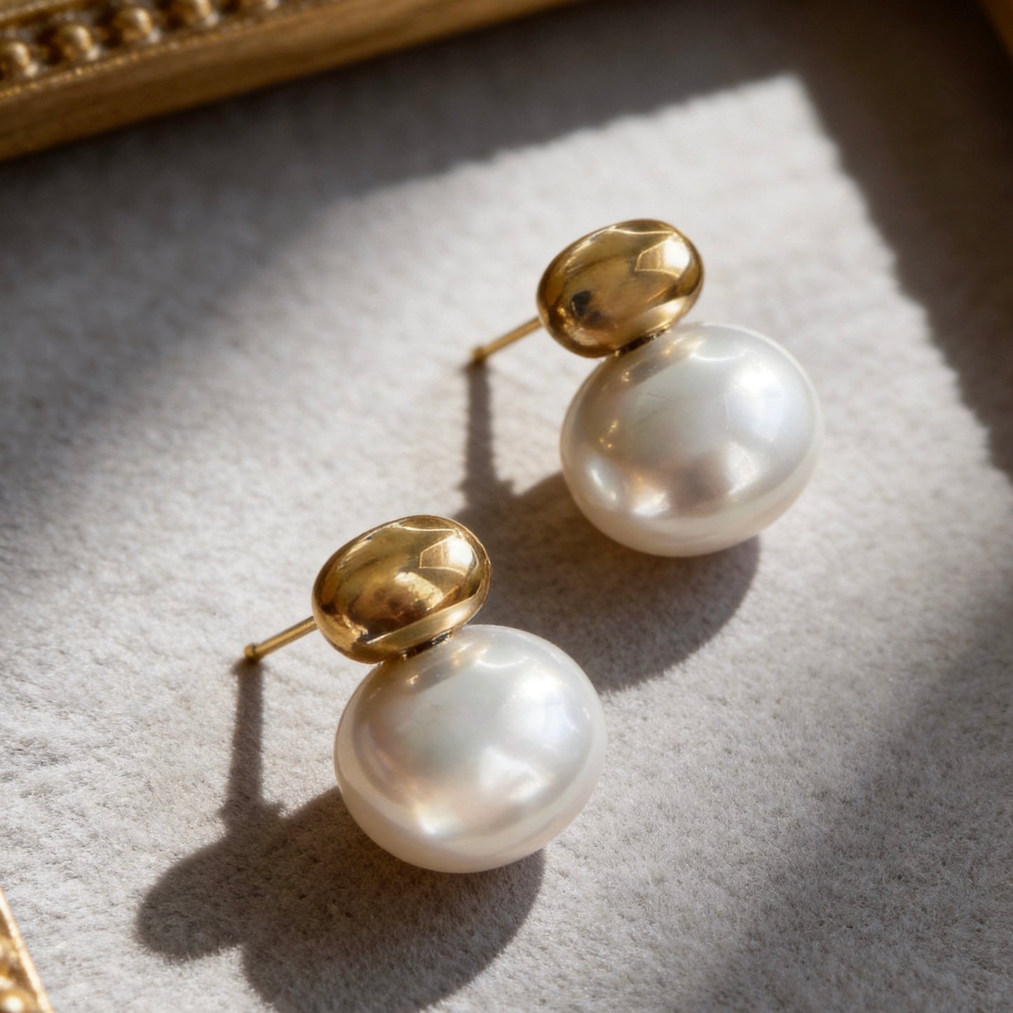 Gold Pearl Stud Earrings
