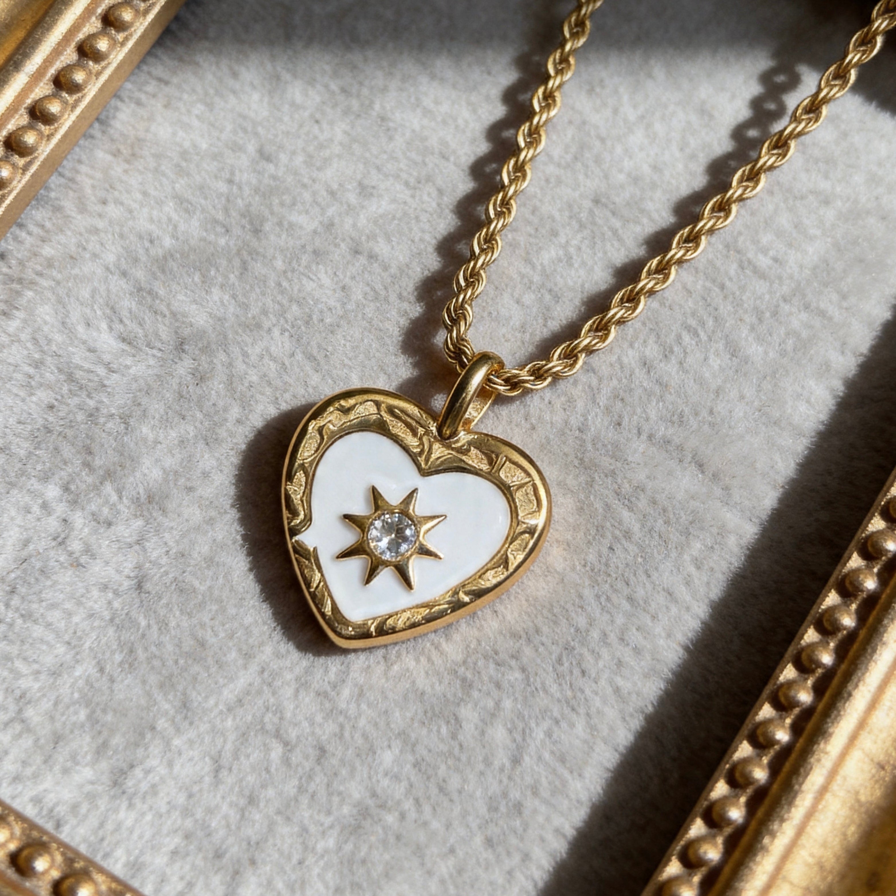 Gold Heart Sun Pendant Necklace