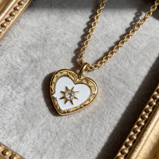 Gold Heart Sun Pendant Necklace