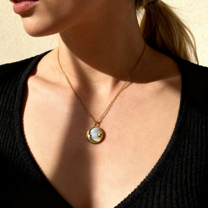 Sun & Moon Mother-of-Pearl Pendant Necklace