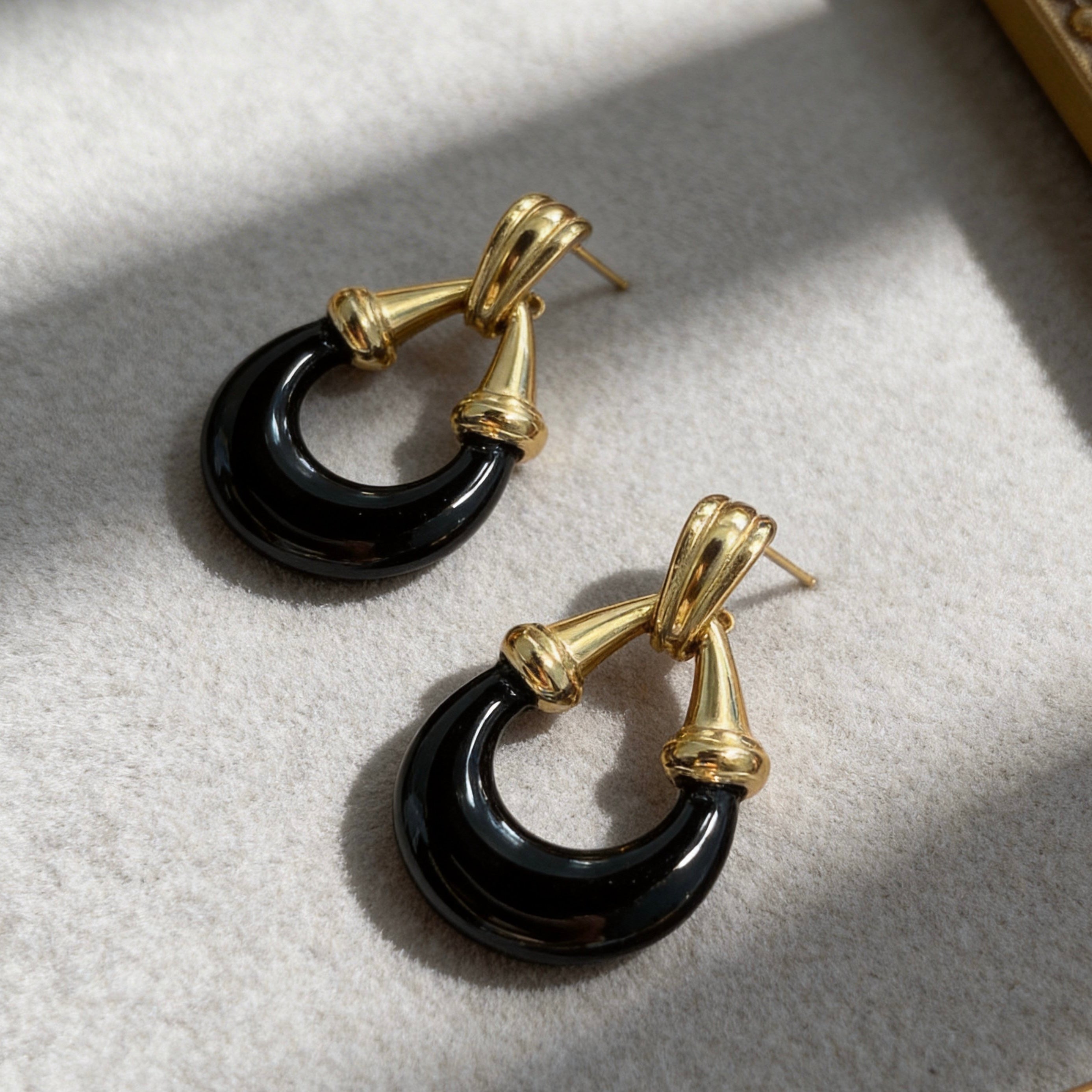 Black Gold Hoop Earrings