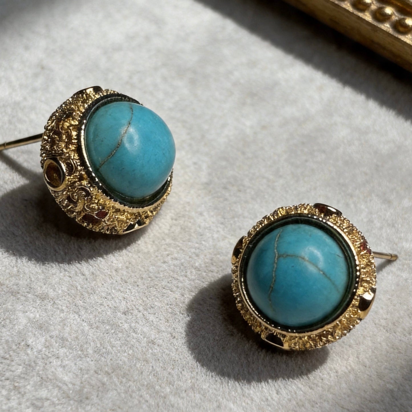 Turquoise Small Round Stud Earrings