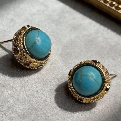 Turquoise Small Round Stud Earrings