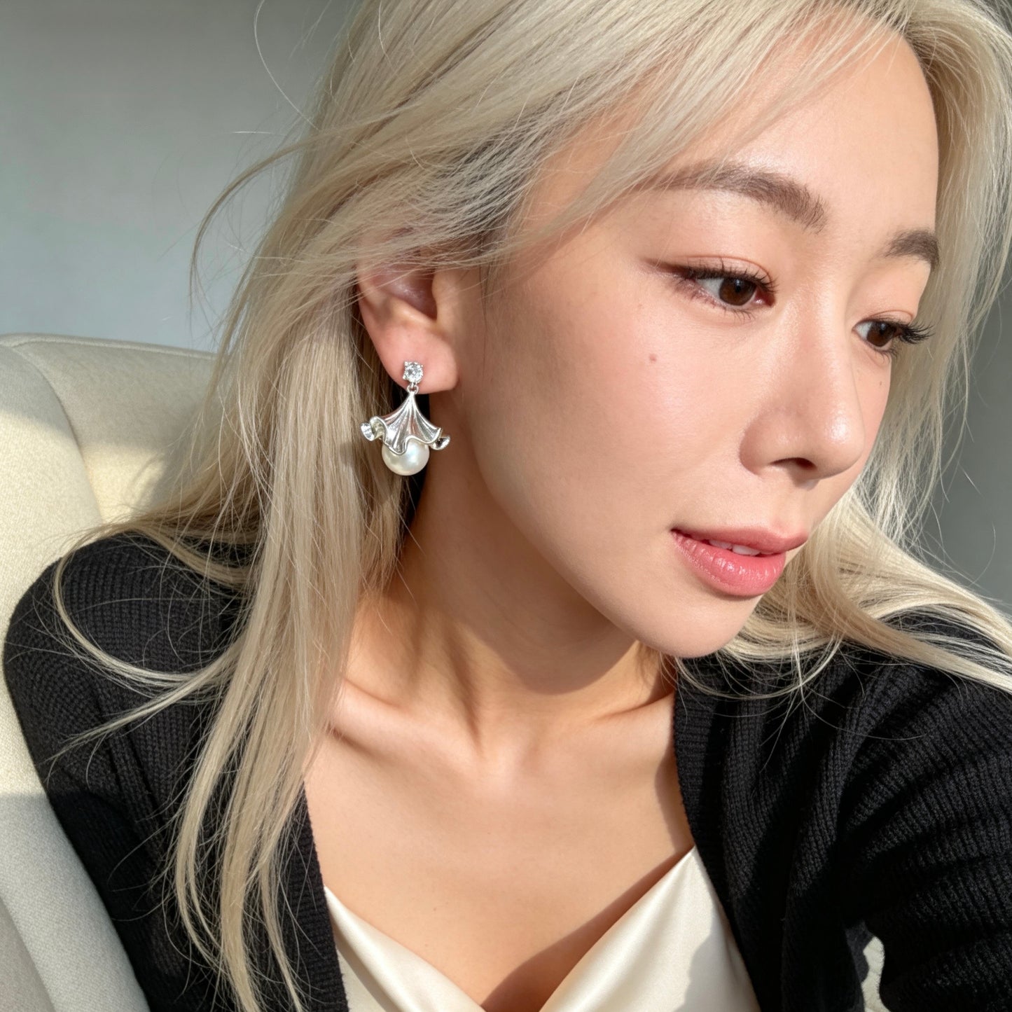 Ballet Skirt Pearl Drop Earrings