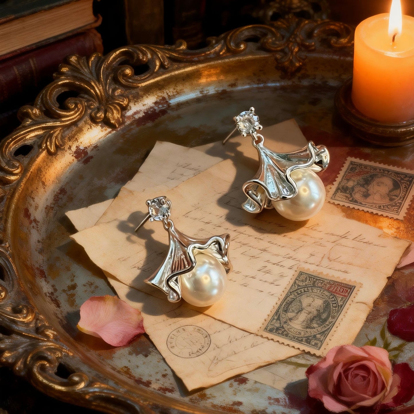 Ballet Skirt Pearl Drop Earrings