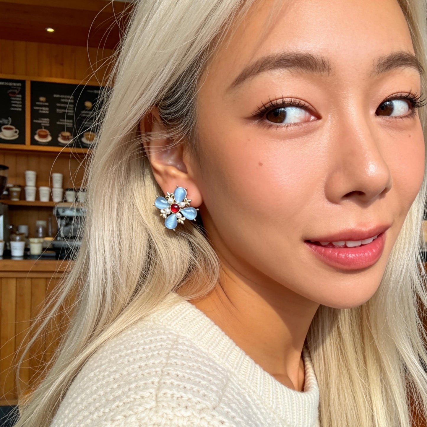 Blue Cat Eye Studs