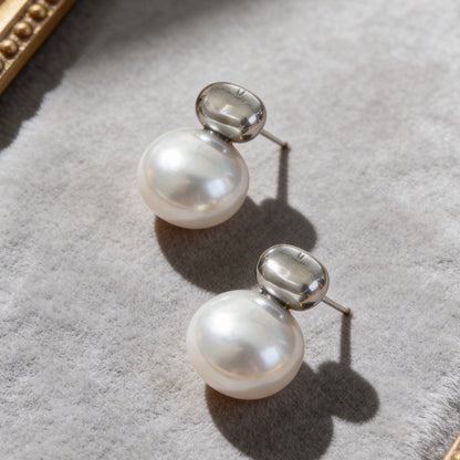 Silver Pearl Stud Earrings