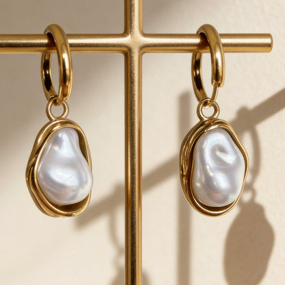 Baroque Pearl Hoop Earrings