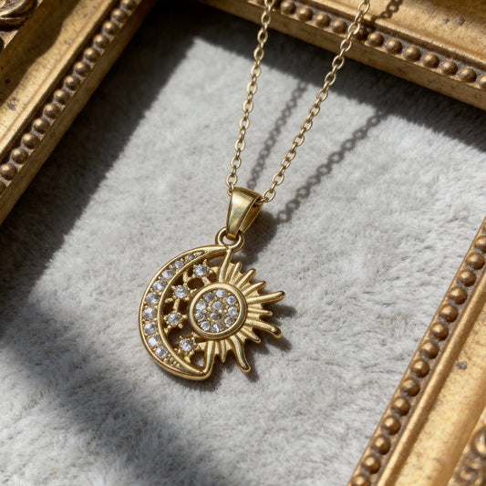 Sun & Moon Crystal Pendant Necklace