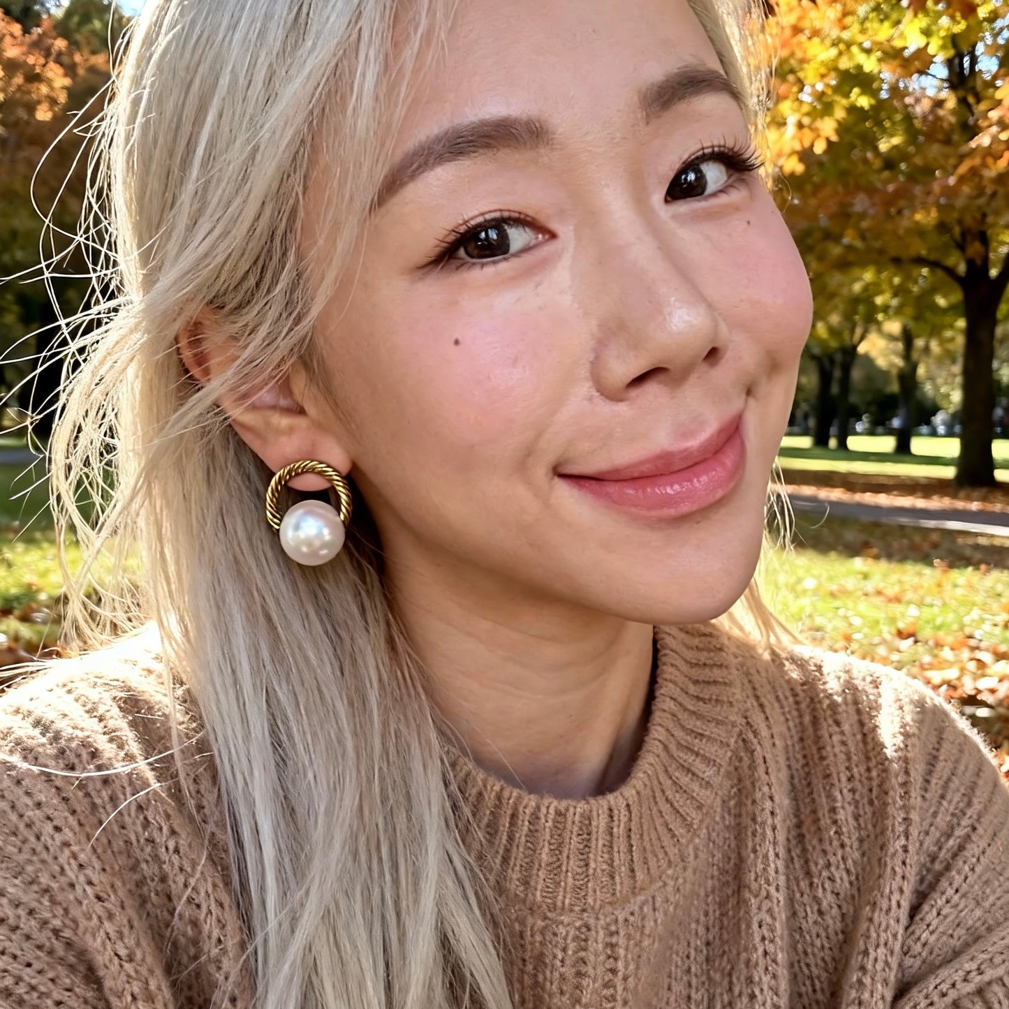 Vintage Twisted Gold Pearl Studs