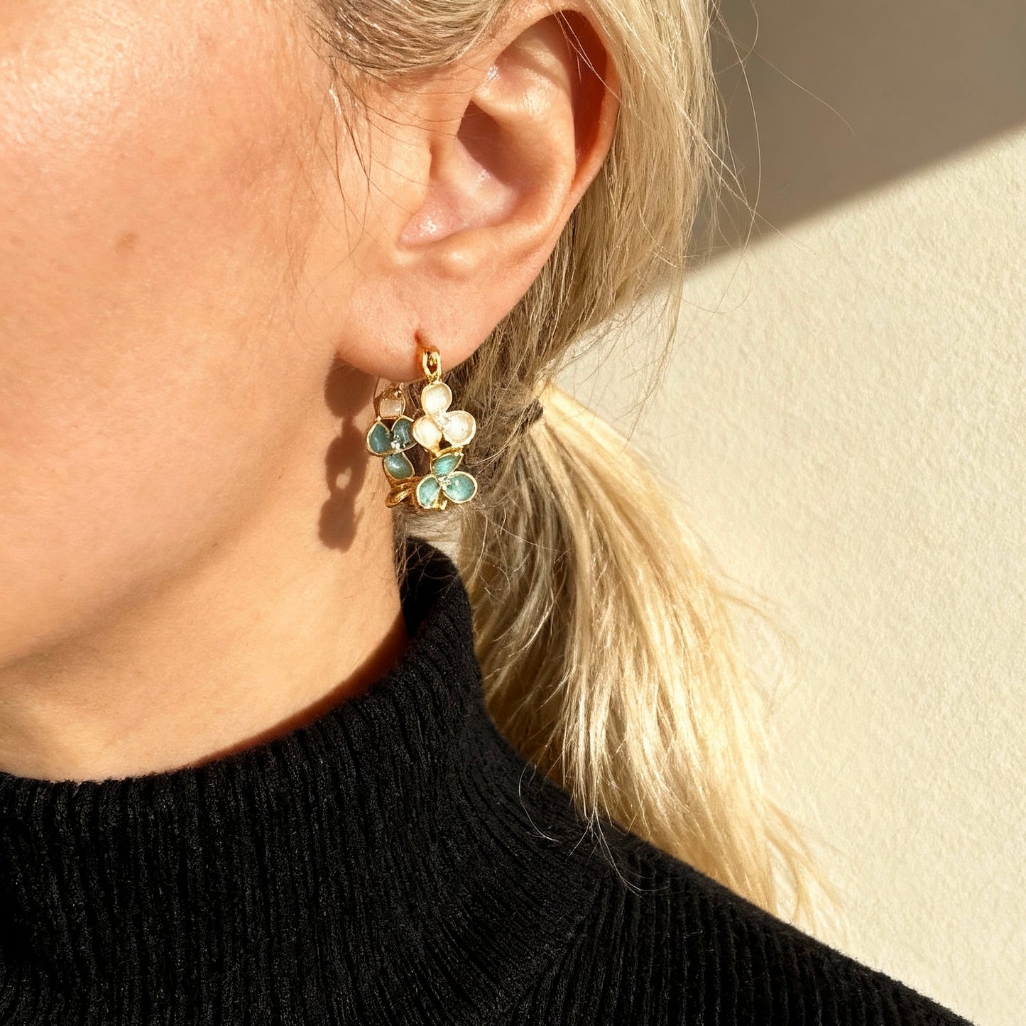 Floral Enamel Hoop Earrings