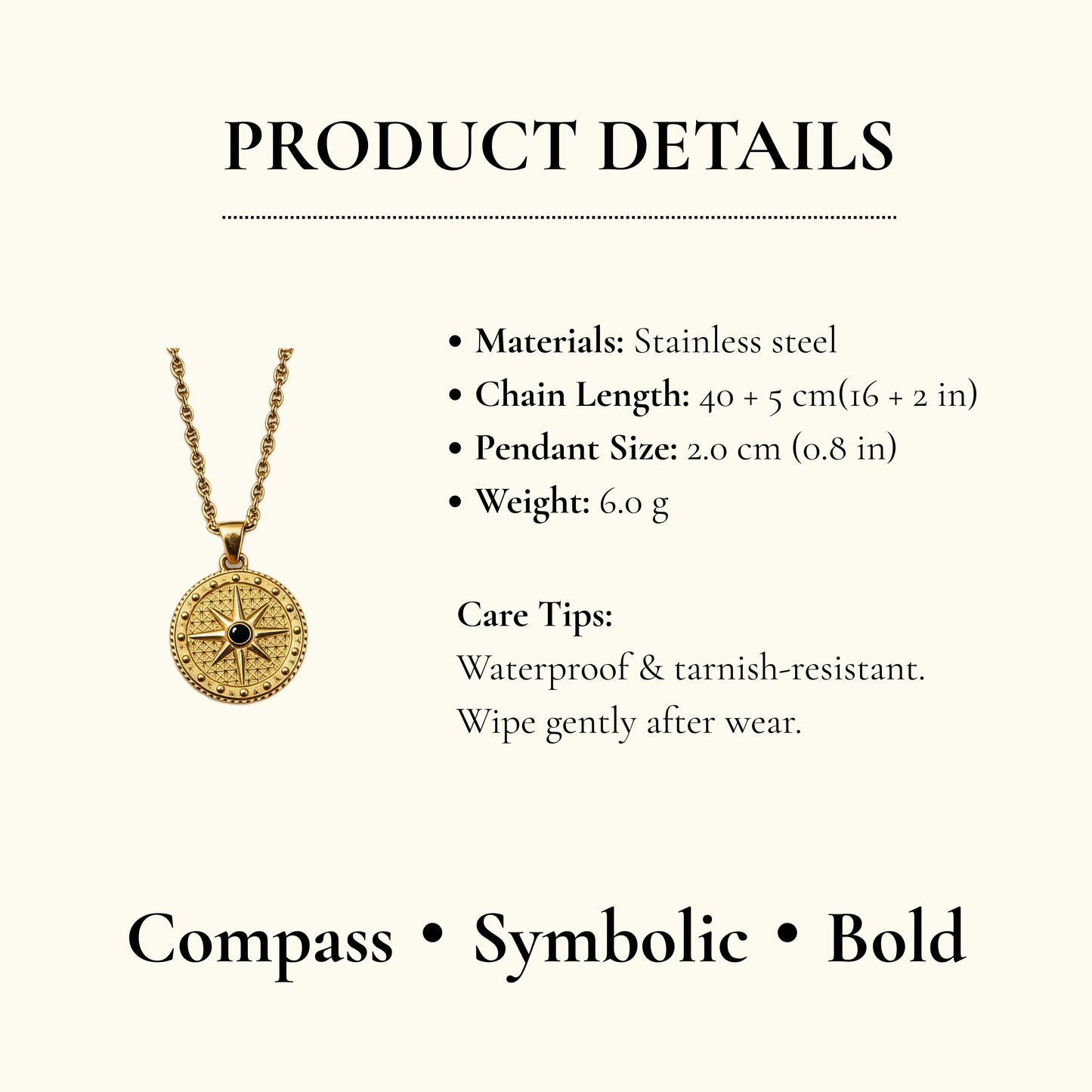 Gold Compass Star Pendant Necklace