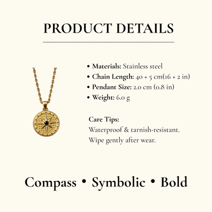 Gold Compass Star Pendant Necklace